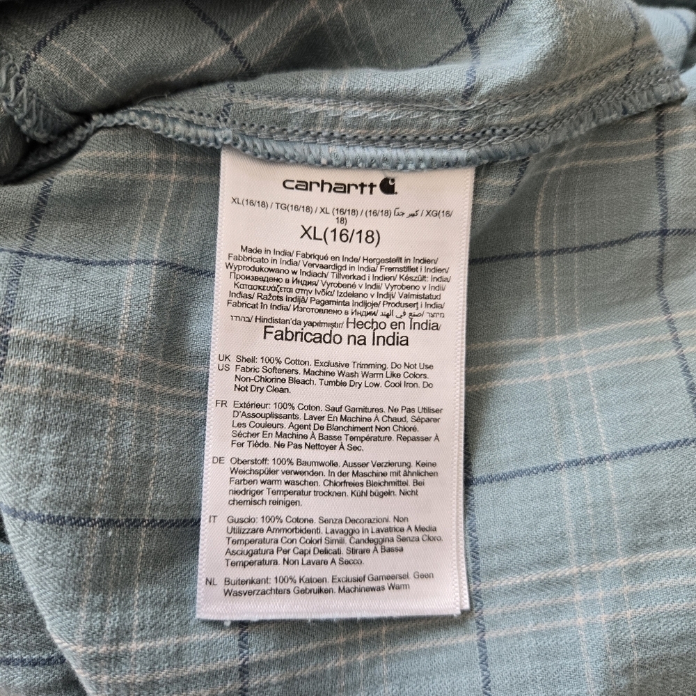 Carhartt Light Blue Checkered Women's Shirt -Size XL - Picture 3 of 8